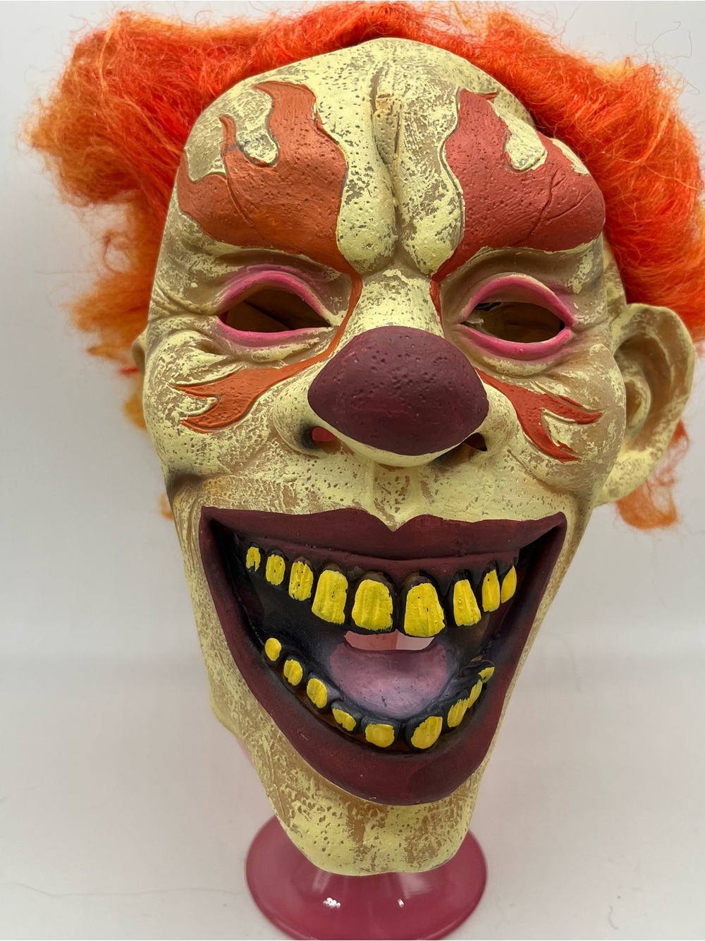 Scary Clown Wall Art Mask in Orange and Yellow